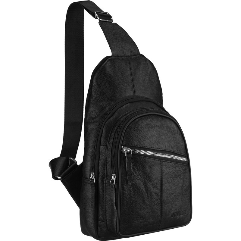 Pánsky kožená taška na jedno rameno z prírodnej kože v čiernej farbe- 66864896