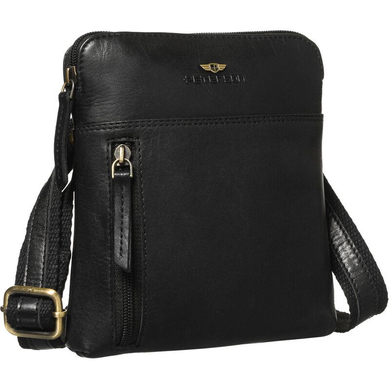 Peterson Pánska čierna kožená crossbody taška so zipsovým zapínaním 66864905