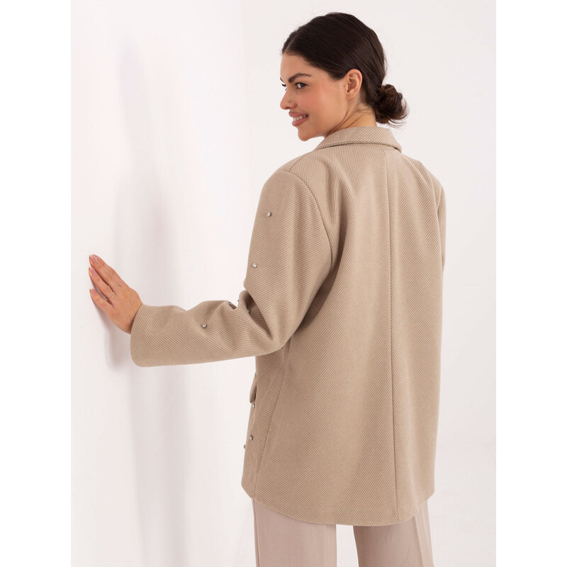 Italy Moda Béžový blazer s ozdobnými detailmi 66872472