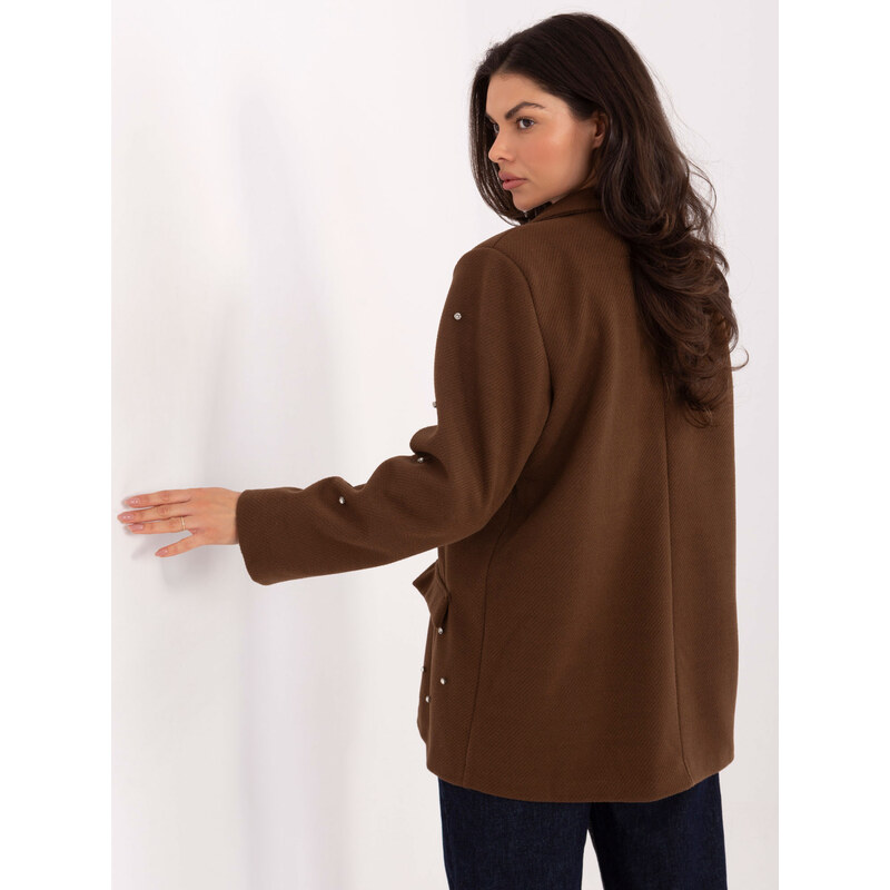 Italy Moda Hnedé sako s ozdobnými detailmi 66872473