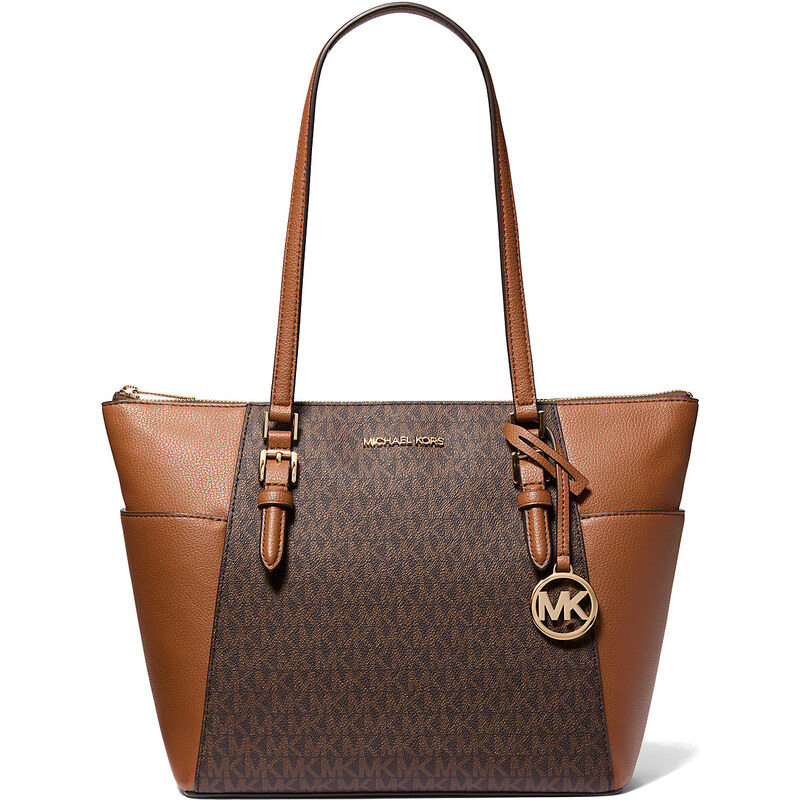 Michael Kors Kabelka Charlotte Large Logo and Leather Top-Zip Tote Bag 66874896