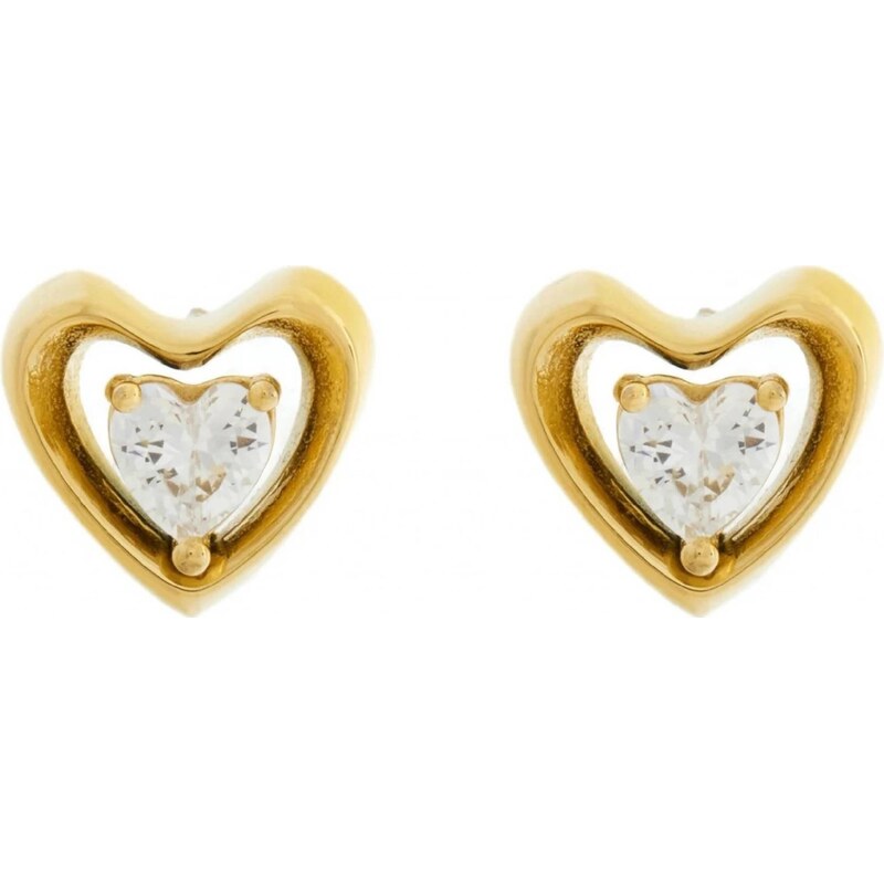 Guess Pozlátené oceľové náušnice Srdcia Beloved JUBE05024JWYGT/U 66582175