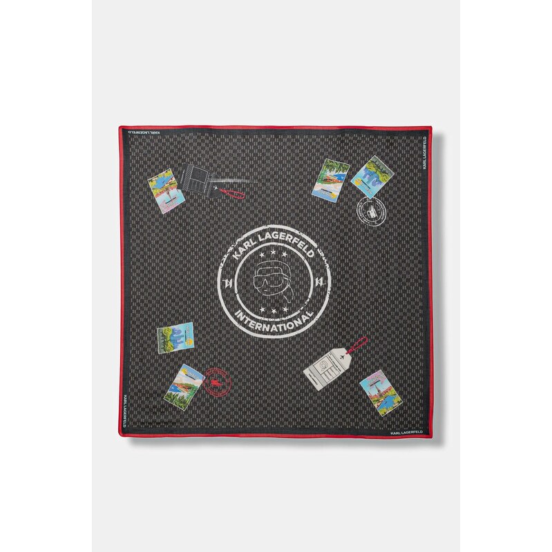 Šatka s prímesou hodvábu Karl Lagerfeld IKON MONOGRAM 66879211