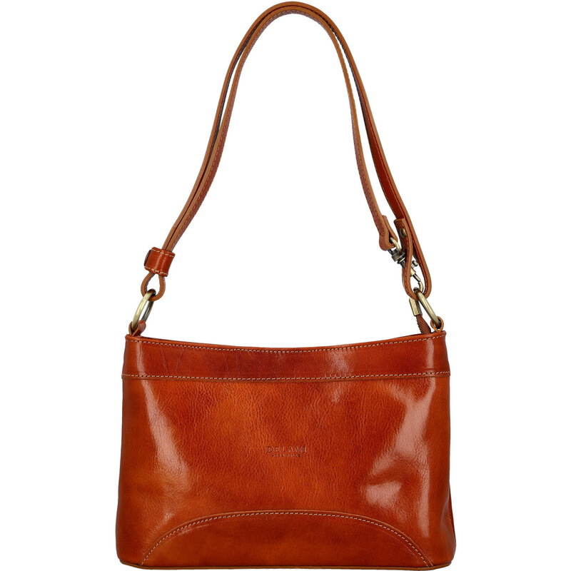 Dámska kožená kabelka na rameno koňaková - Delami Vera Pelle Kilveri 66890748