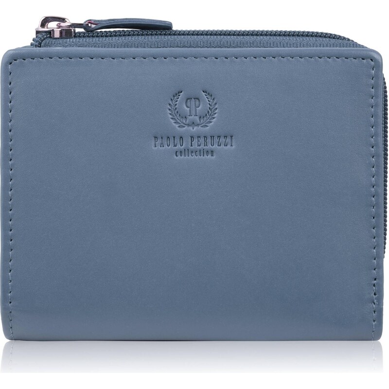 Paolo Peruzzi Malá kožená dámska peňaženka s RFID | svetlomodrá SL-06 66882537