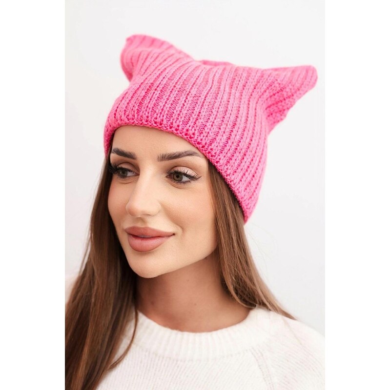 MladaModa Dámska čiapka v mačacom strihu model K419 ružová 66882734