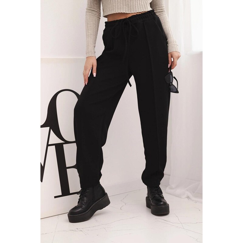 MladaModa Elegantné nohavice s vysokým pásom a viazaním v páse model 66882780