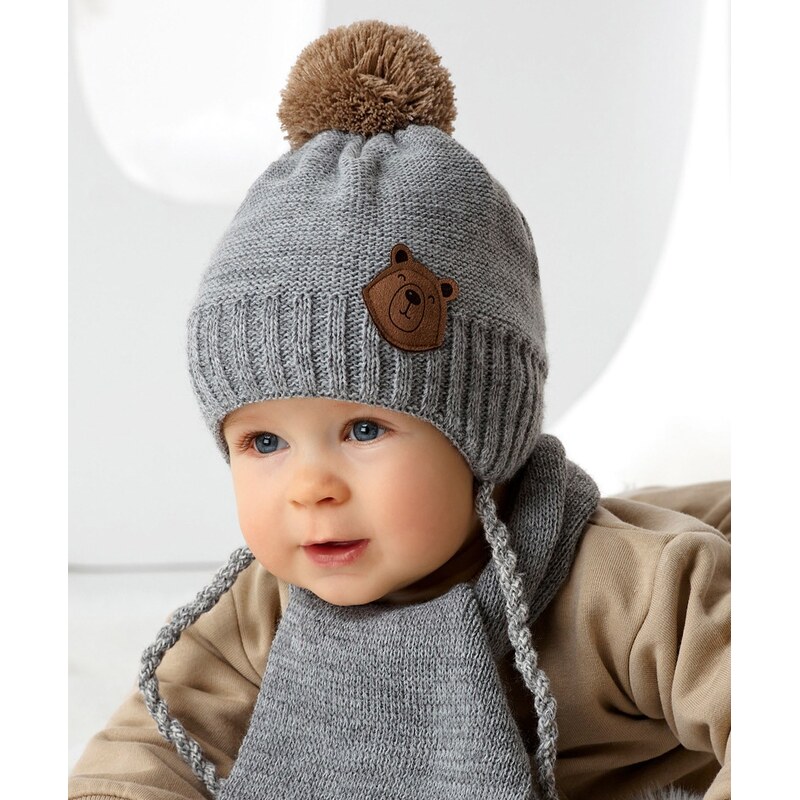 AJS Čiapka a šál AJS-46-409 B-sivohnedá 36-38 49874181