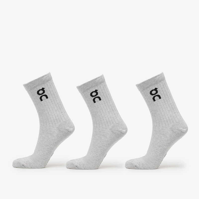 On Logo Sock High 3-Pack Heather Gray L 66888324