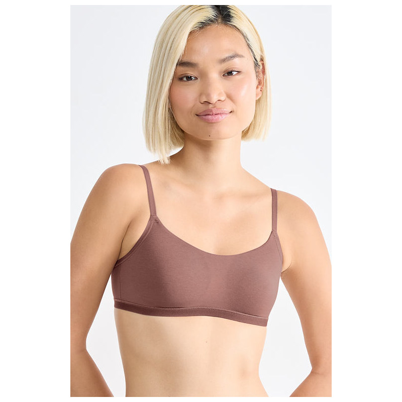 Sloggi Soft podprsenka organic GO Daily Cotton TOP bez zapínania hnedá 66991330