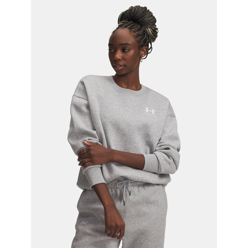 Svetlosivá mikina Under Armour Essential Flc OS Crew 52519005
