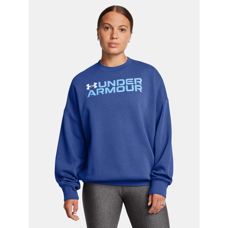 Womens sweatshirt Under Armour Rival Fleece WordmarkOS Crew-BLU - 64785041