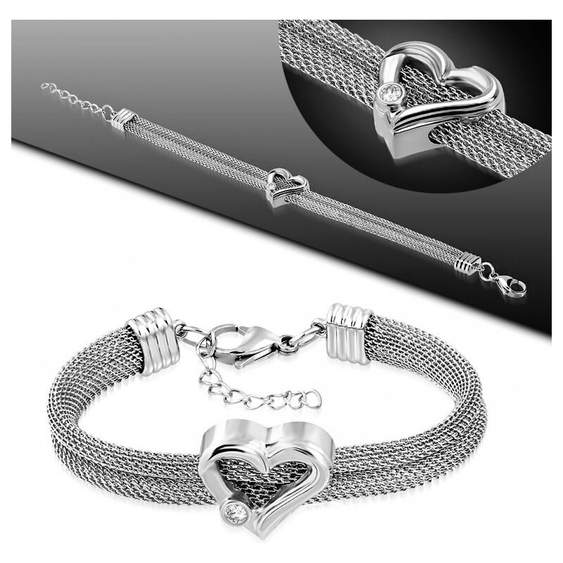 CITY STORM Náramok strebornej farby so srdiečkom z ocele 66888928