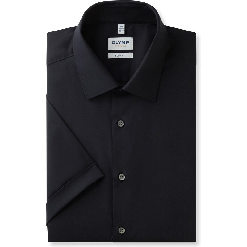 Pánska čierna košeľa krátky rukáv OLYMP body fit 52478308