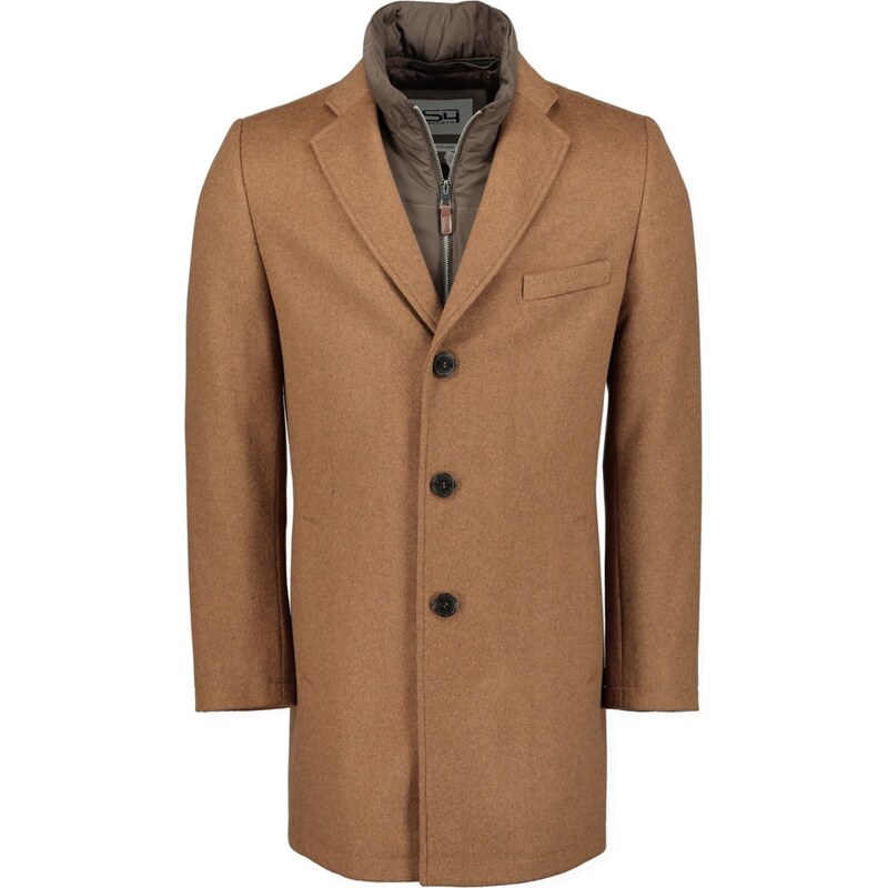 Pánsky hnedý (camel) vlnený kabát S4 66891234