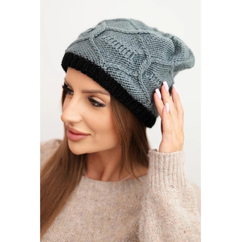 MladaModa Dámska čiapka s prepletaným vzorom model K443 šedá 66891449