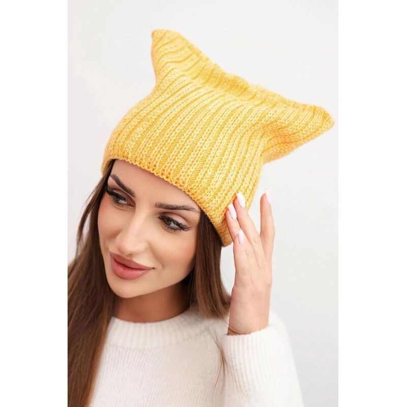MladaModa Dámska čiapka v mačacom strihu model K419 horčicová 66891460