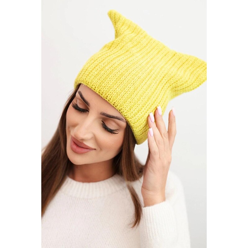 MladaModa Dámska čiapka v mačacom strihu model K419 žltá 66891461
