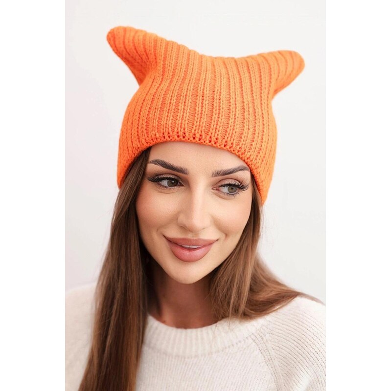 MladaModa Dámska čiapka v mačacom strihu model K419 oranžová 66891464