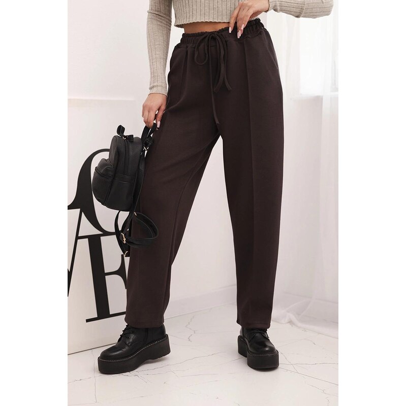 MladaModa Elegantné nohavice s vysokým pásom a viazaním v páse model 66891509