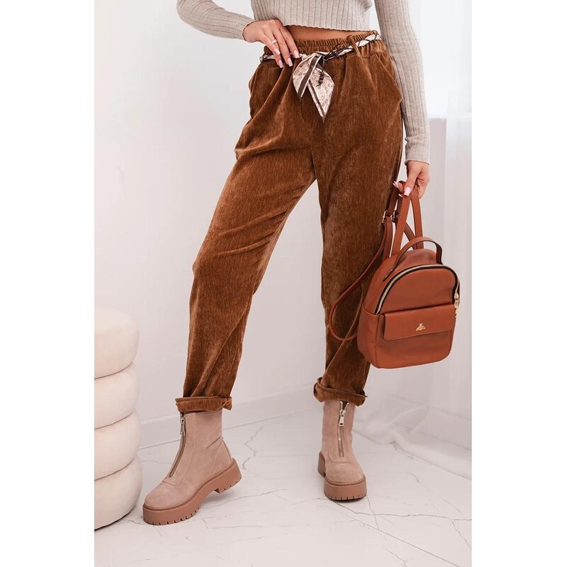 MladaModa Viskózové nohavice so šatkovým opaskom model 52293-7 farba 66891511