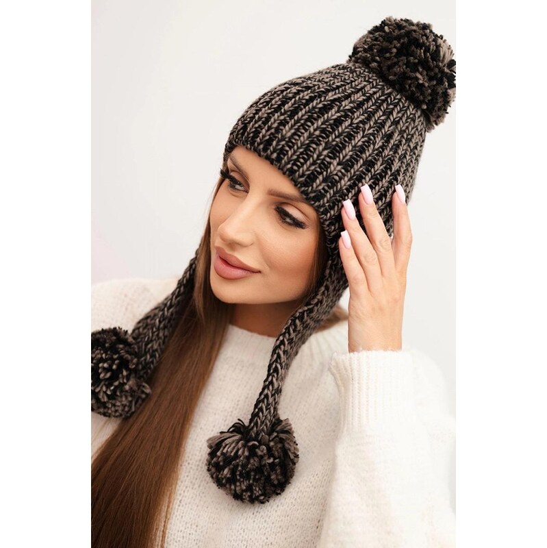 MladaModa Dámska čiapka s dlhými ušami Emma K343 farba mocca 66891538