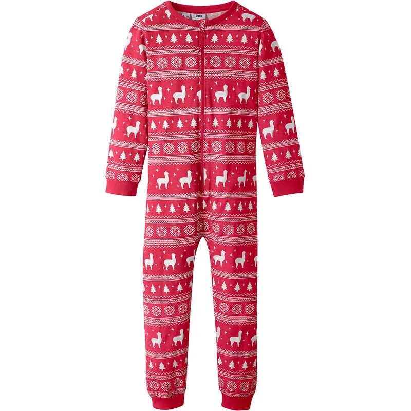 bonprix Dievčenský pyžamový overal z čistej bavlny, farba červená 46698864