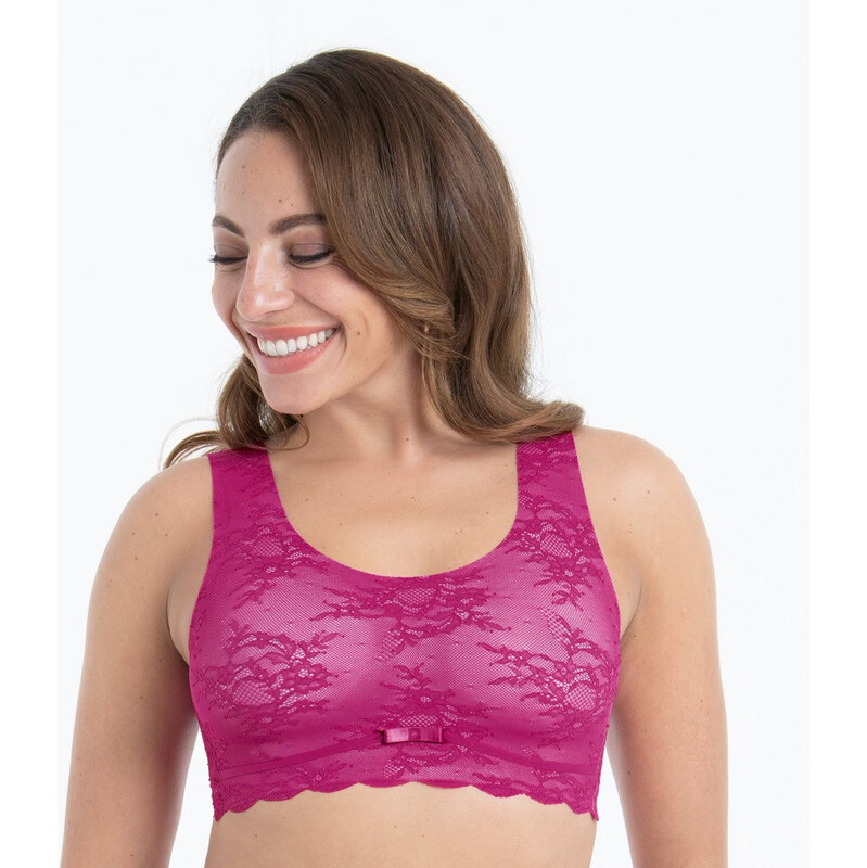 Esenciálna čipkovaná braletka s penovou výplňou 5400 candy pink - 66892356