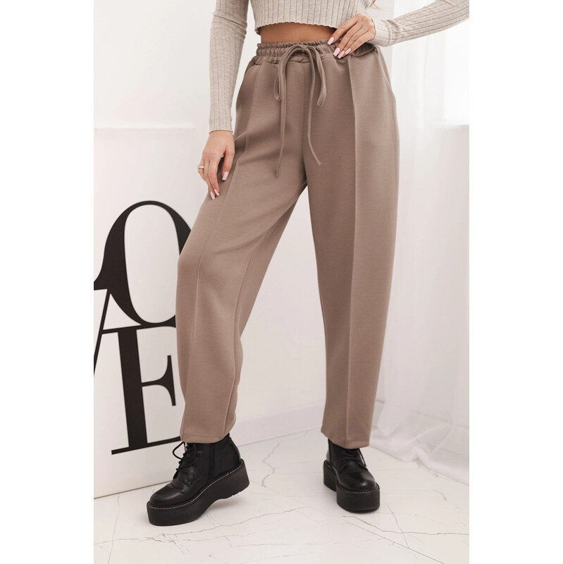 K-Fashion Elegantné nohavice s vysokým pásom a viazaním v páse 67261505