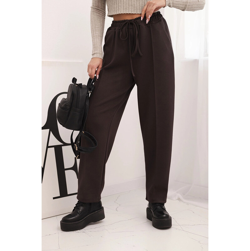 K-Fashion Elegantné nohavice s vysokým pásom a šnurovaním v páse 67261507