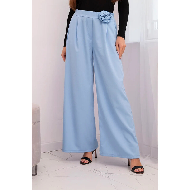 K-Fashion Dámske elegantné nohavice so širokými nohavicami a ozdobným 66892874