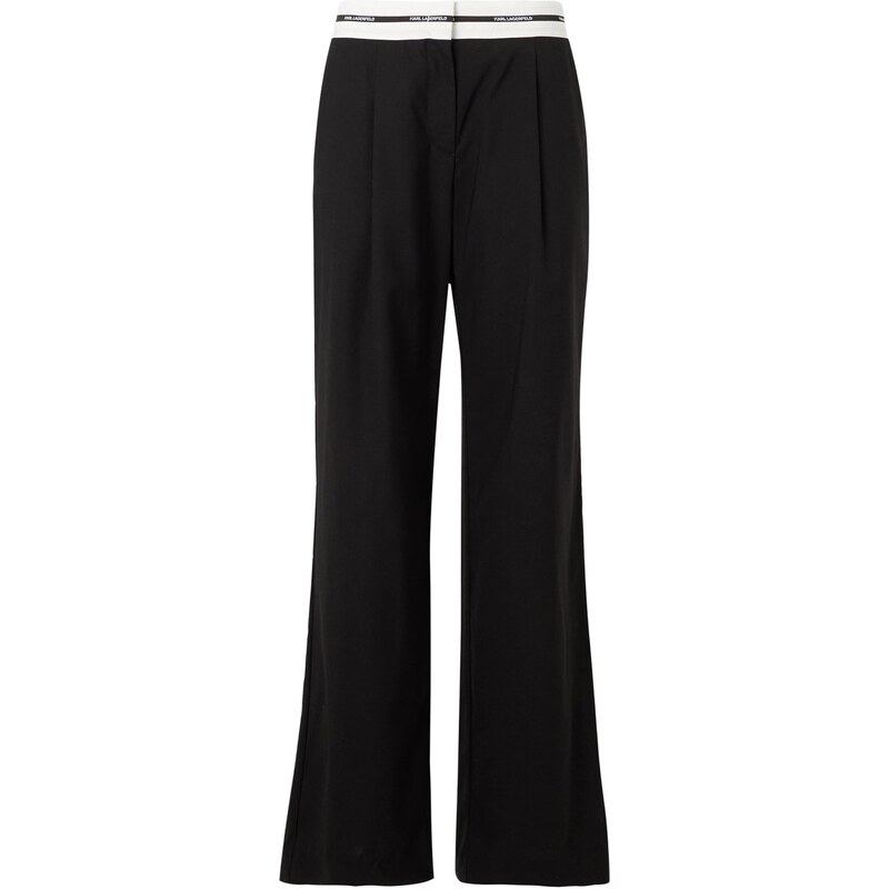 Karl Lagerfeld Plisované nohavice ESSENTIAL čierna / biela 66897975