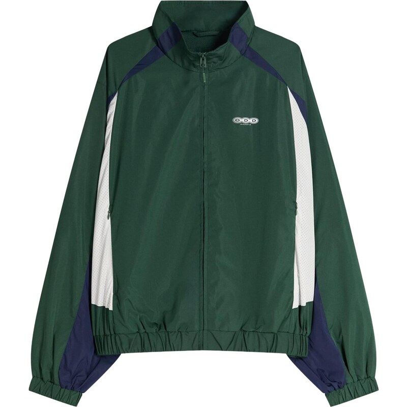 Bershka Prechodná bunda tmavomodrá / jedľová / biela 66898244