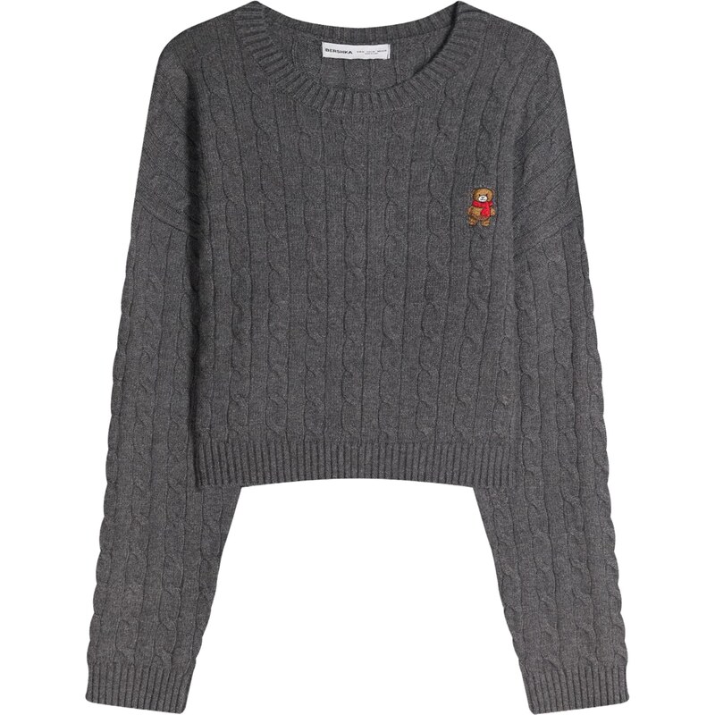 Bershka Sveter tmavosivá 66898245