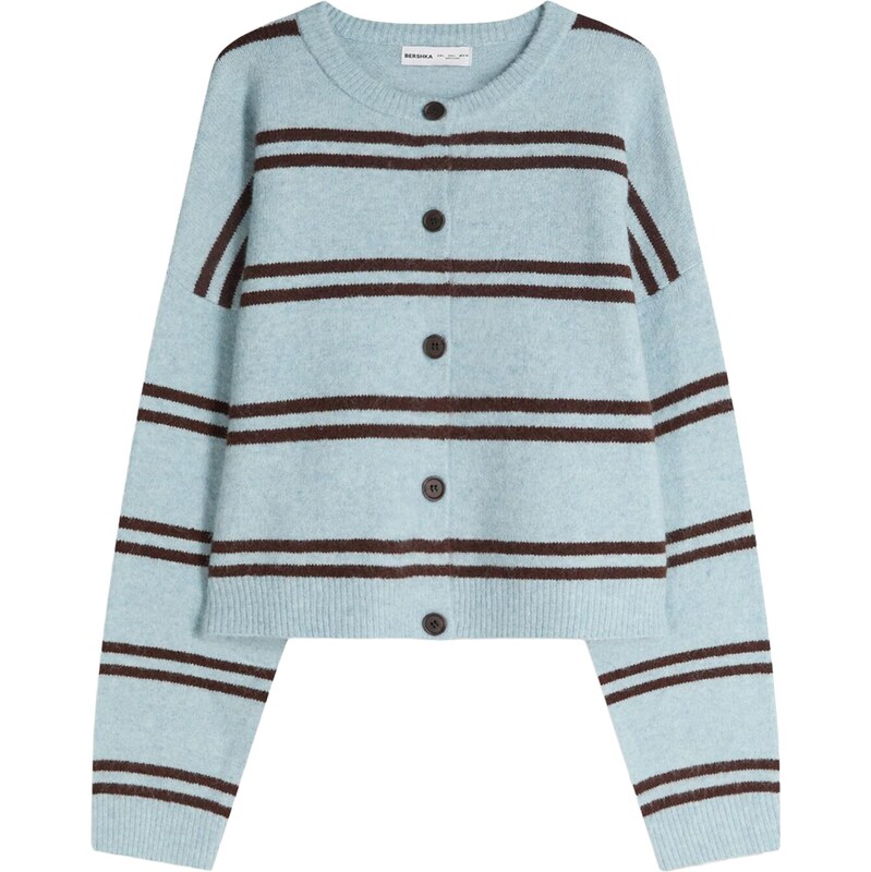 Bershka Sveter tmavohnedá / mätová 66898247