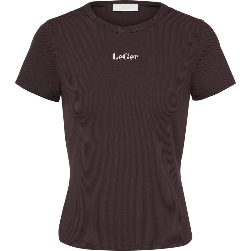 LeGer by Lena Gercke Tričko Simone tmavohnedá / biela 66898387
