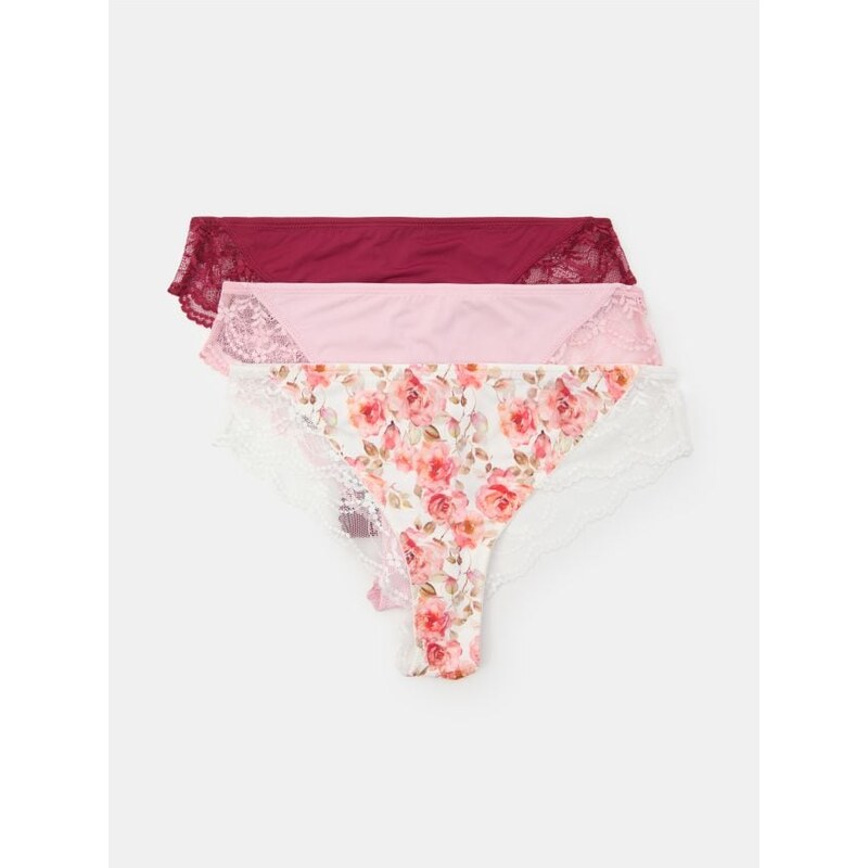 Sinsay - Súprava 3 brazílskych nohavičiek - viacfarebná 66897640