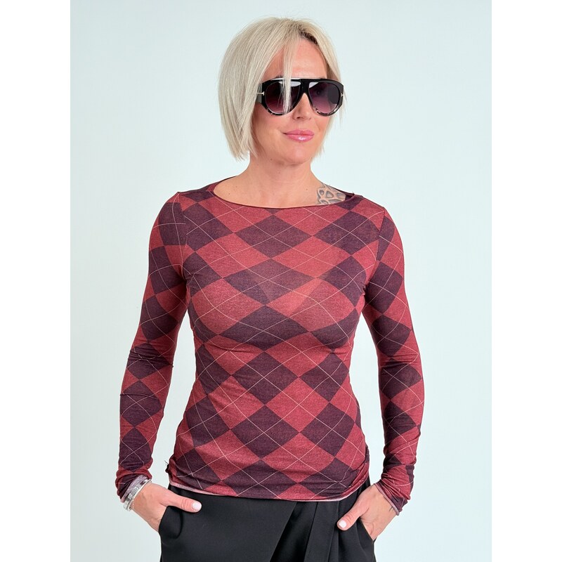 Voga Móda Vínové tričko s kašmírom CARO 66909352