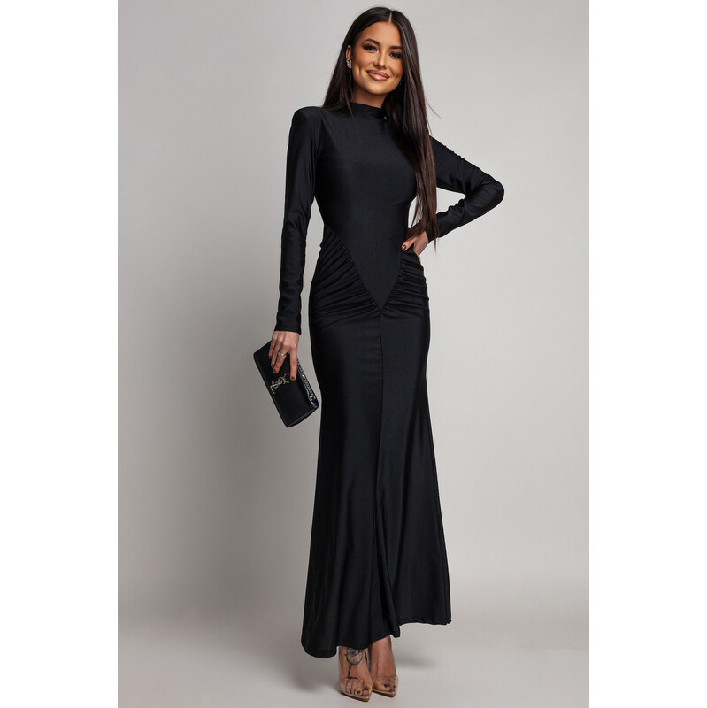 miadresses.sk Čierne priliehavé šaty s riasením 66909949