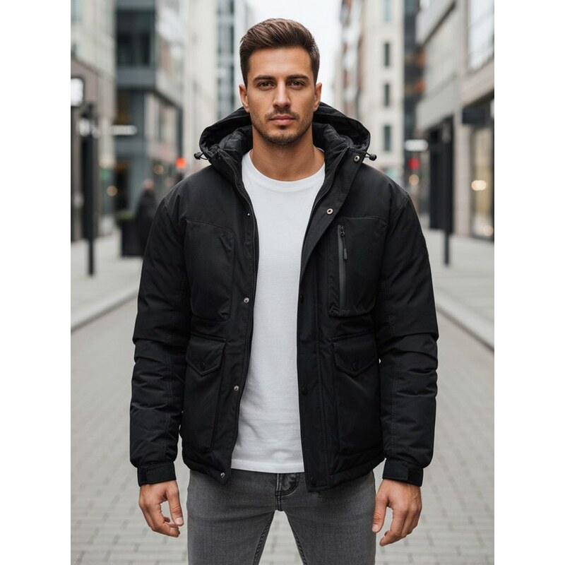 Dstreet Čierna pánska zimná bunda s vreckami 66909956