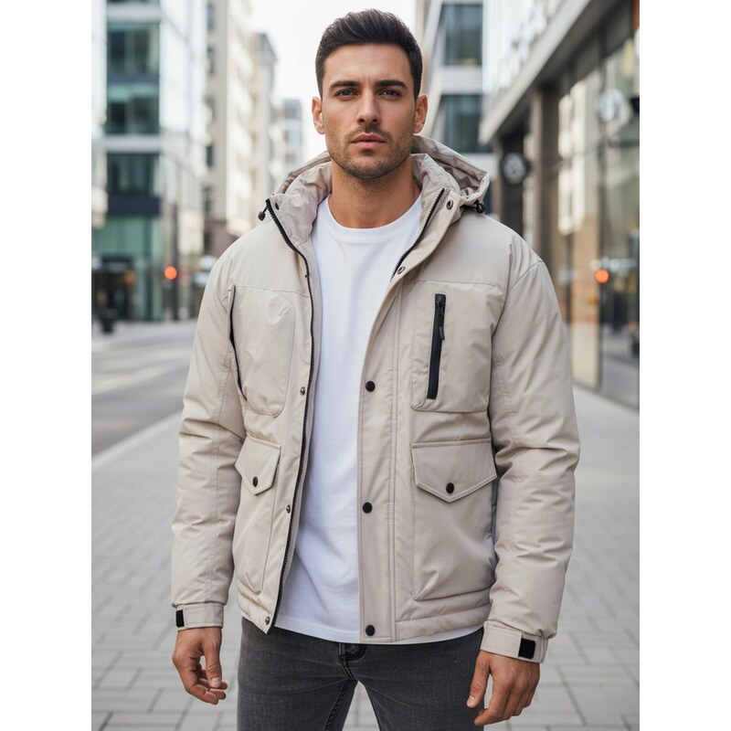 Dstreet Béžová pánska zimná bunda s vreckami 66909955