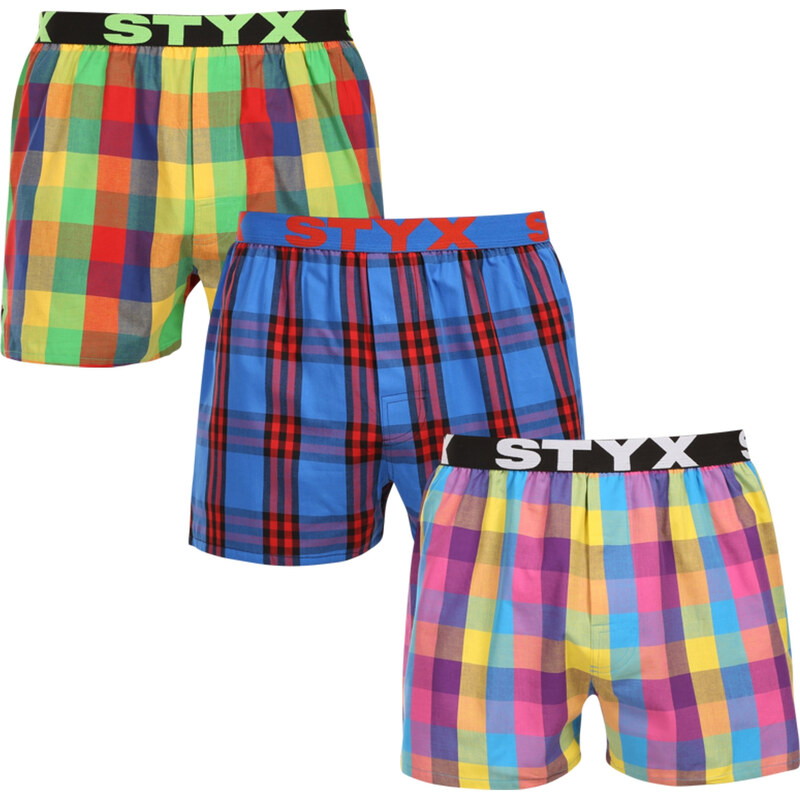 3PACK pánske trenky Styx športová guma viacfarebné (3B010205) 66924813