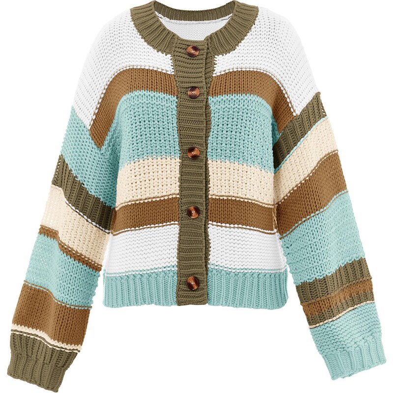 Imily Bela Kardigán vodová / karamelová / olivová / biela 66916344