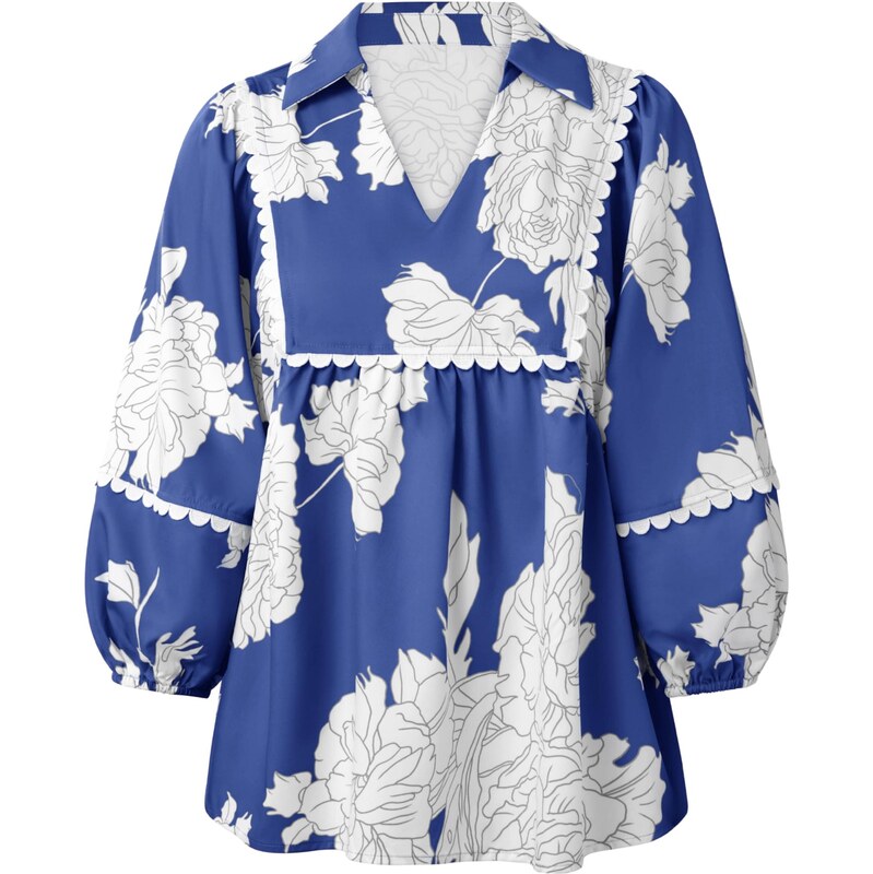 Imily Bela Blúzka modrá / tmavosivá / biela 66916359