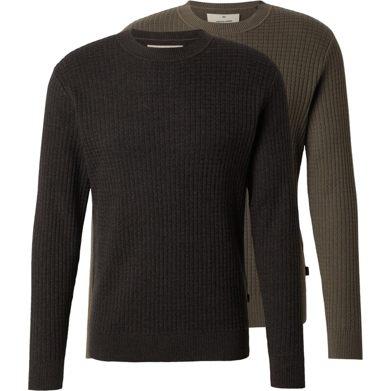 Jack & Jones Premium Sveter JPRBLUBARKLEY hnedá / čierna 66916608