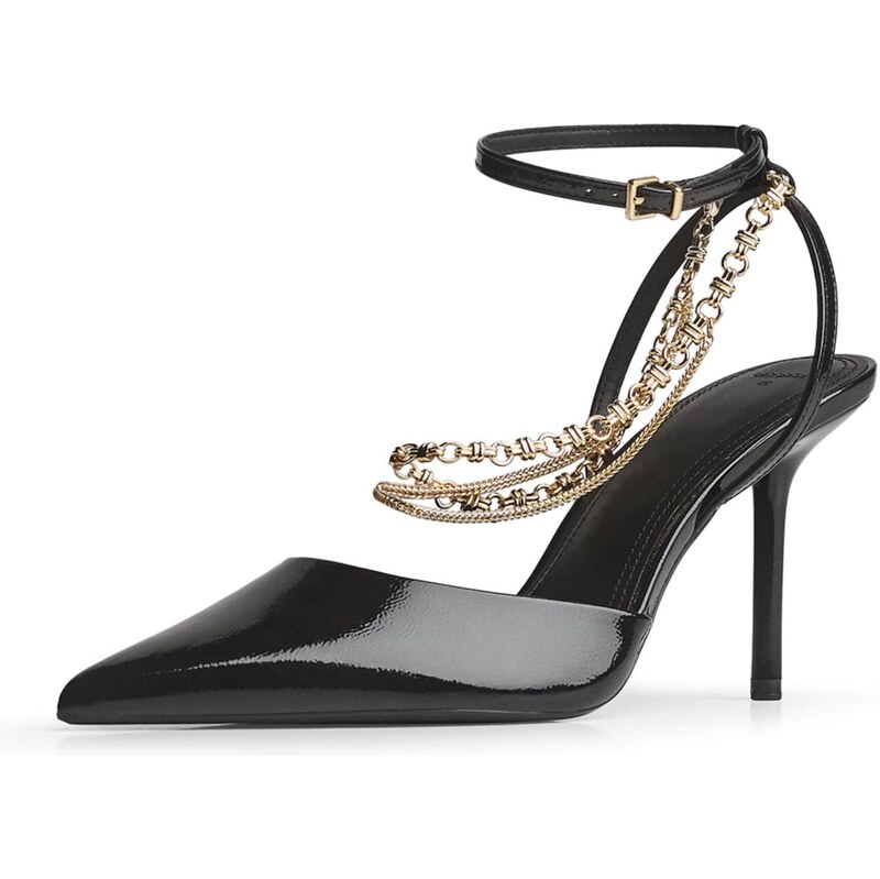 Bershka Lodičky s otvorenou pätou zlatá / čierna 66916529