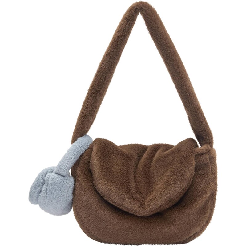 Pull&Bear Kabelka na rameno CHARM modrosivá / hnedá 66916547