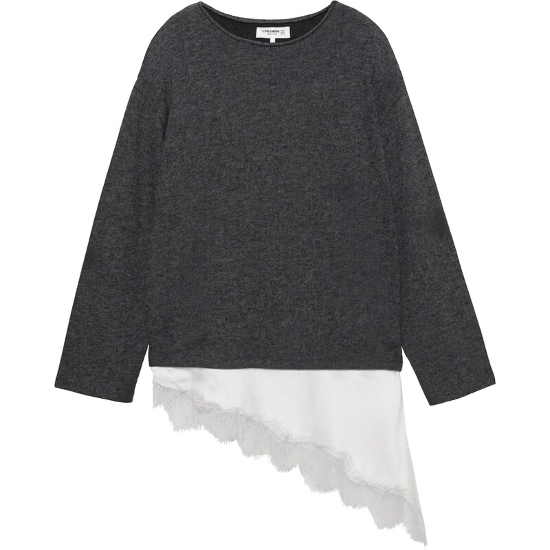 Pull&Bear Sveter tmavosivá / šedobiela 66916624