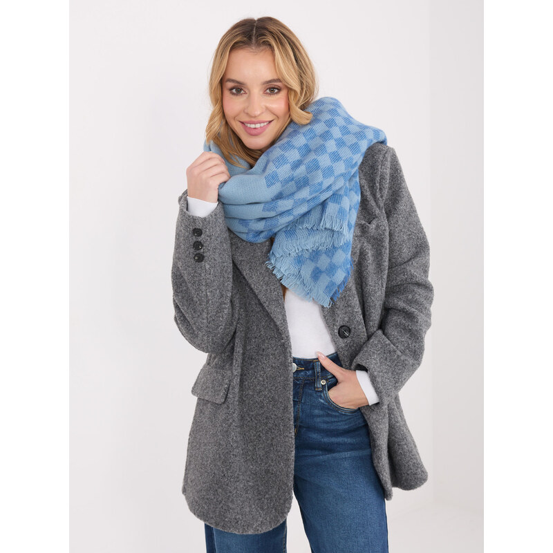 Factory Price Šál svetlomodrý s károvaným vzorom 66914688