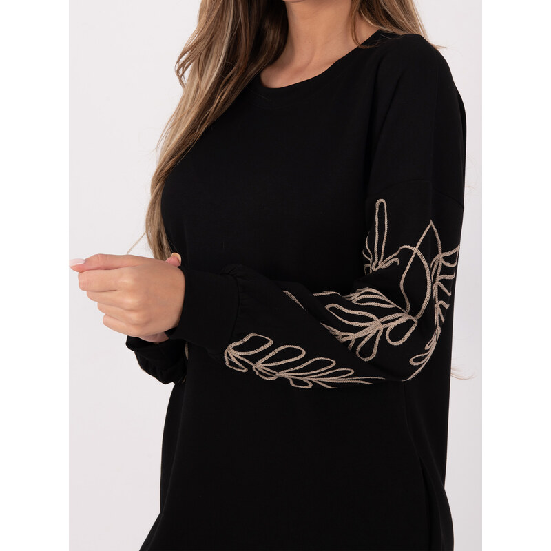 RUE PARIS Čierne mikinové šaty s výšivkou 66914700